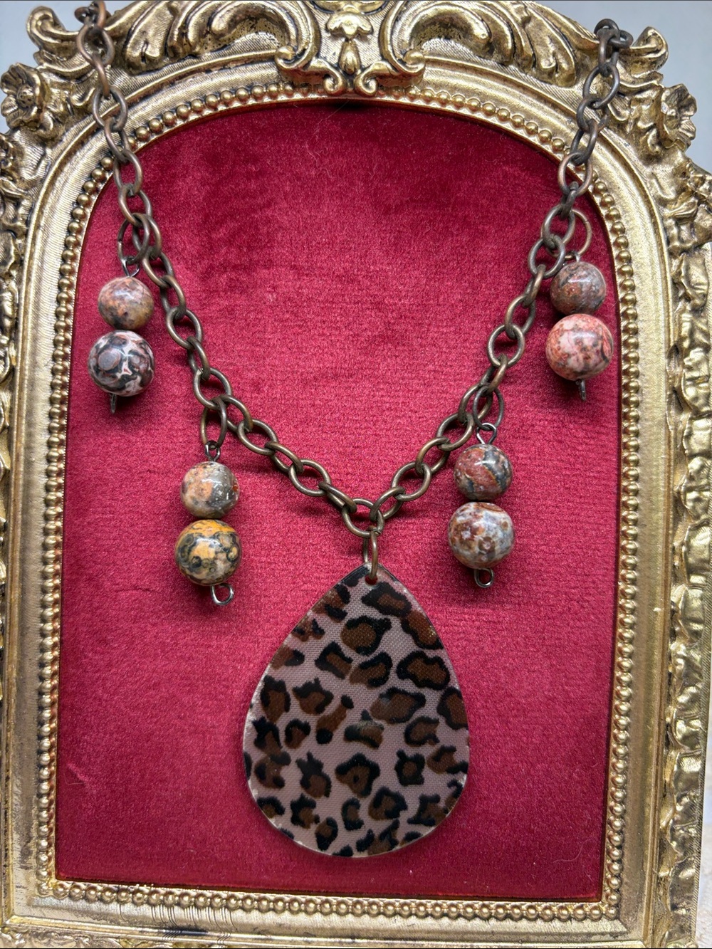 Handmade Leopard Jasper Statement Necklace Genuine Jasper | Western Boho